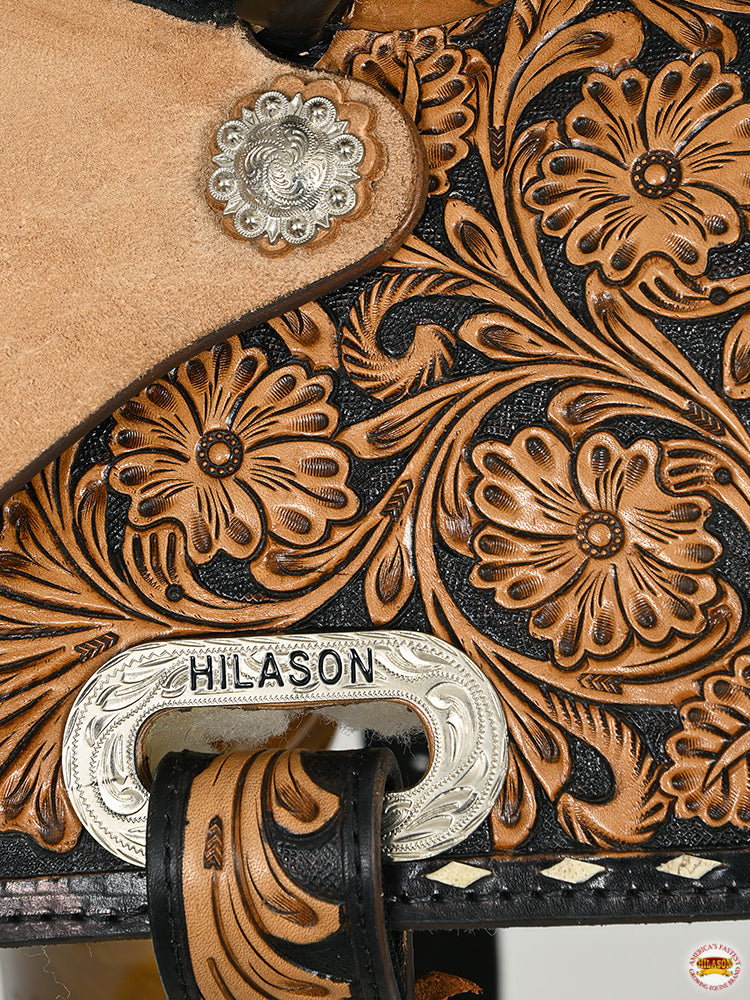 HILASON Western Horse Flex Tree Floral Trail Barrel Racing Genuine American Leather Saddle