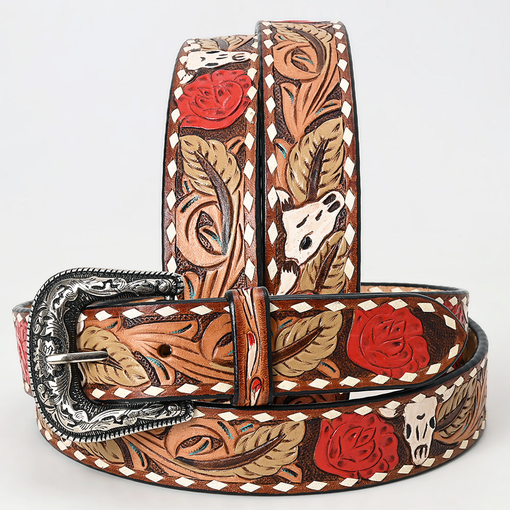 American Darling  Beautifully Hand Tooled Genuine American Leather Belt Men and  Women