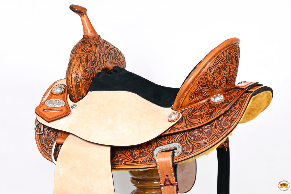 HILASON Horse Barrel Racing Endurance Trail Pleasure Leather Saddle Tan