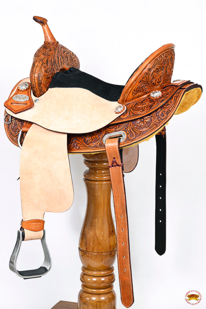 HILASON Horse Barrel Racing Endurance Trail Pleasure Leather Saddle Tan