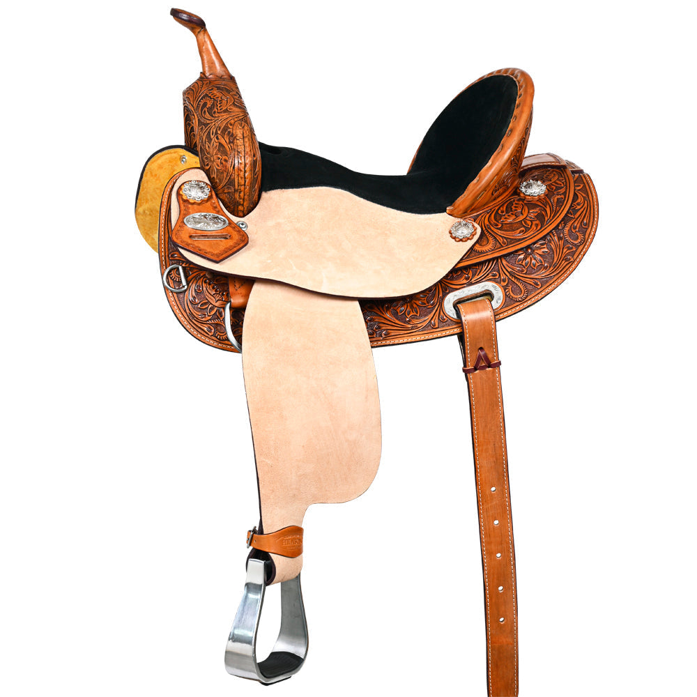 HILASON Horse Barrel Racing Endurance Trail Pleasure Leather Saddle Tan