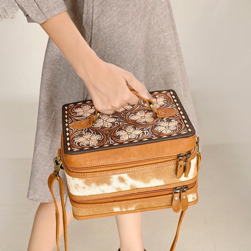 ADBGA454A American Darling Hand Tooled Hair On Genuine Leather Women Bag Western Handbag Purse