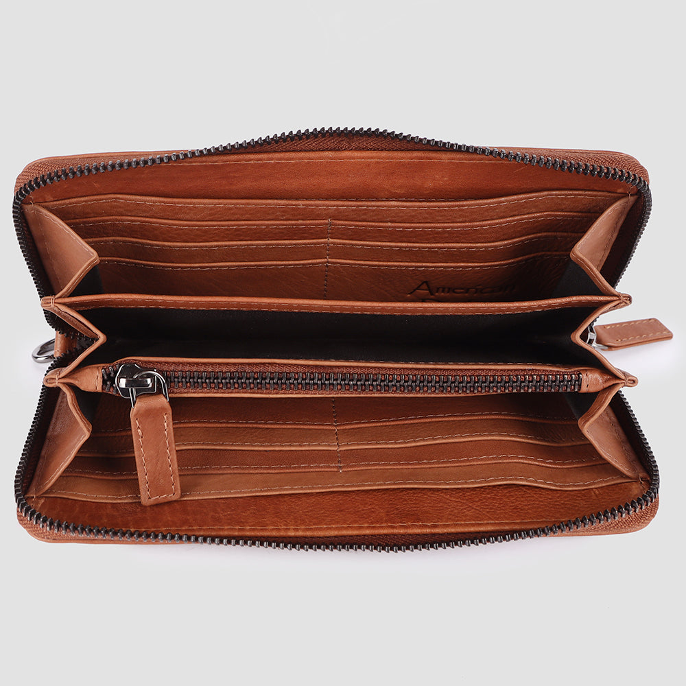 American Darling Wallet Full Grain Genuine Leather Western Women Bag | Handbag Purse Wristlet Travel Clutch
