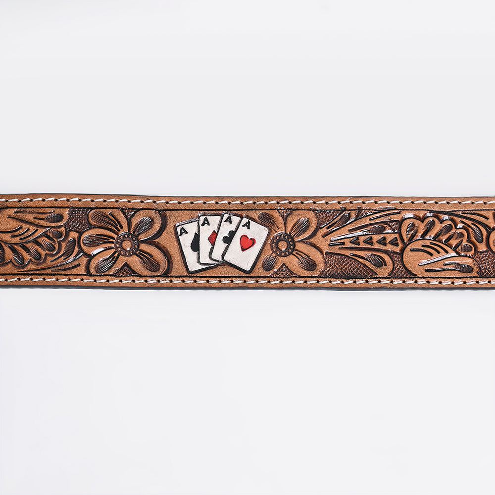 OHLAY Beautifully hand tooled Genuine American Leather Belt Men and  Women
