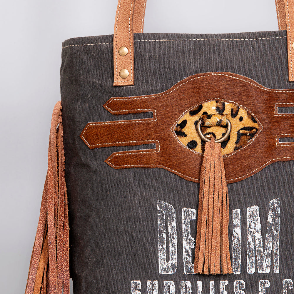 OHLAY OHV122 HOBO Upcycled Canvas Hair-on Genuine Leather women bag western handbag purse