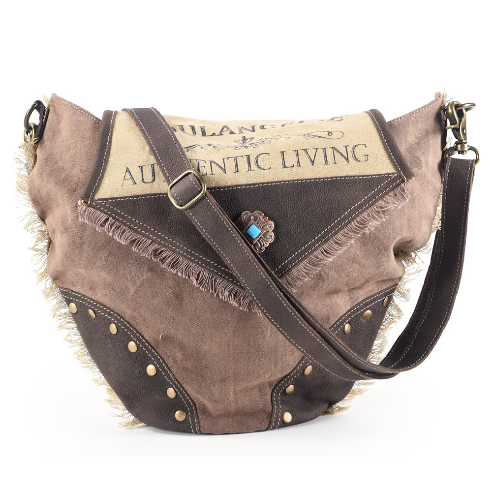 OHLAY OHV146 HOBO Upcycled Canvas  Genuine Leather women bag western handbag purse