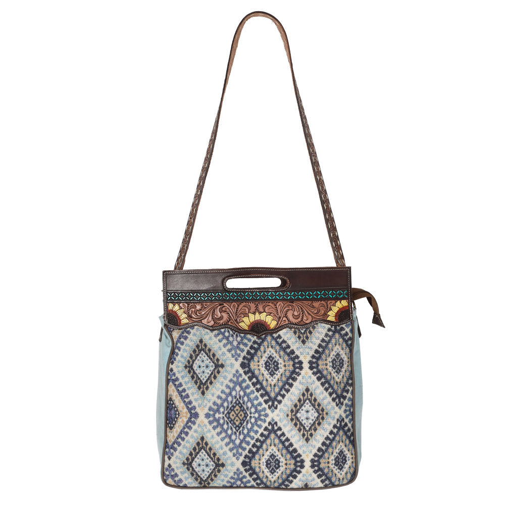 Ohlay Bags OHV209 Clutch Hand Tooled Upcycled Canvas Genuine Leather Women Bag Western Handbag Purse