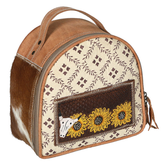 Ohlay Bags OHV249 Jewelry Case Hand Tooled Upcycled Canvas Hair-On Genuine Leather Women Bag Western Handbag Purse