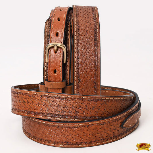 HILASON Western Genuine Leather Belt for Men Women Cowboy Cowgirl Handmade Unisex Full Grain Heavy Duty Tooled Belt for Jeans
