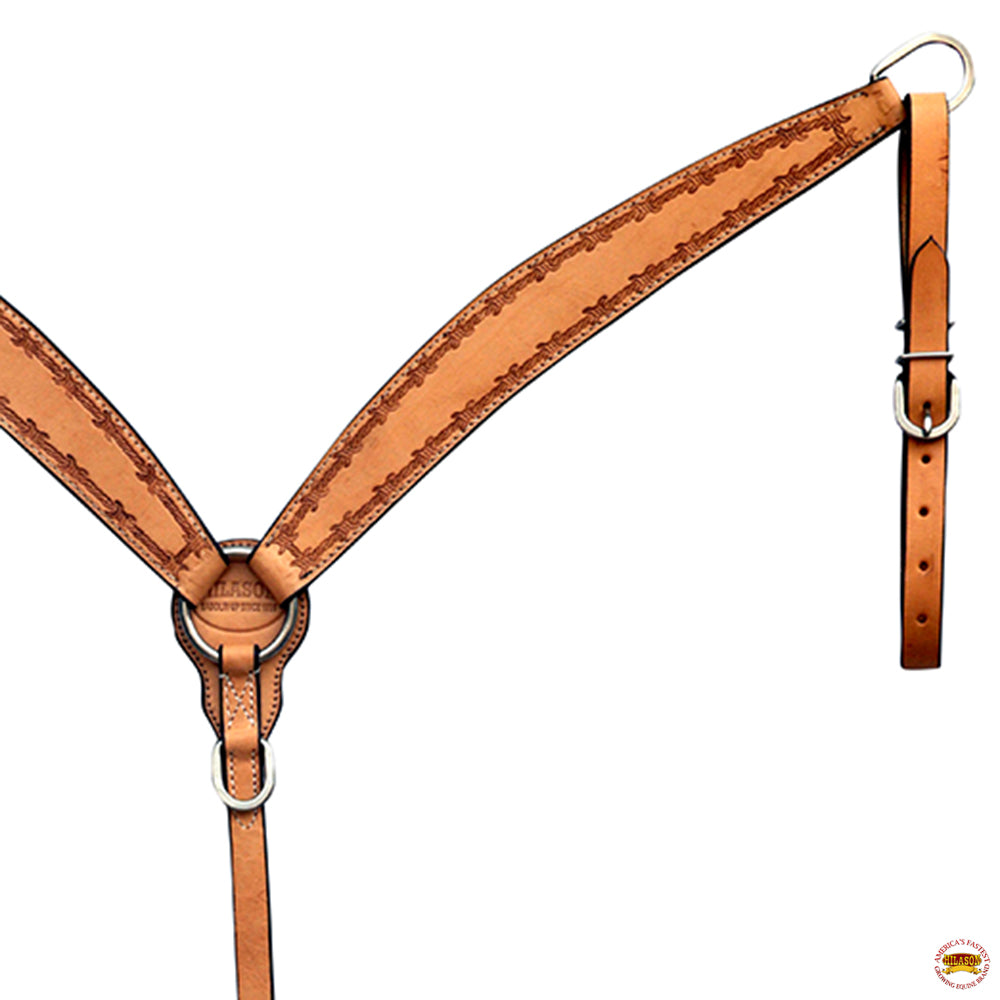Hilason Western Horse Barb Wire Hand Tooled American Leather Breast Collar Oiled Tan