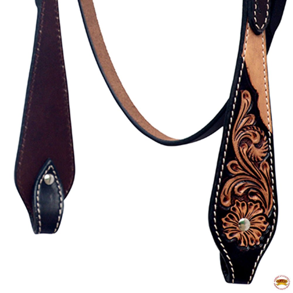 HILASON Western Leather Horse Headstall & Breast Collar Floral Carved Tan | Leather Headstall | Leather Breast Collar