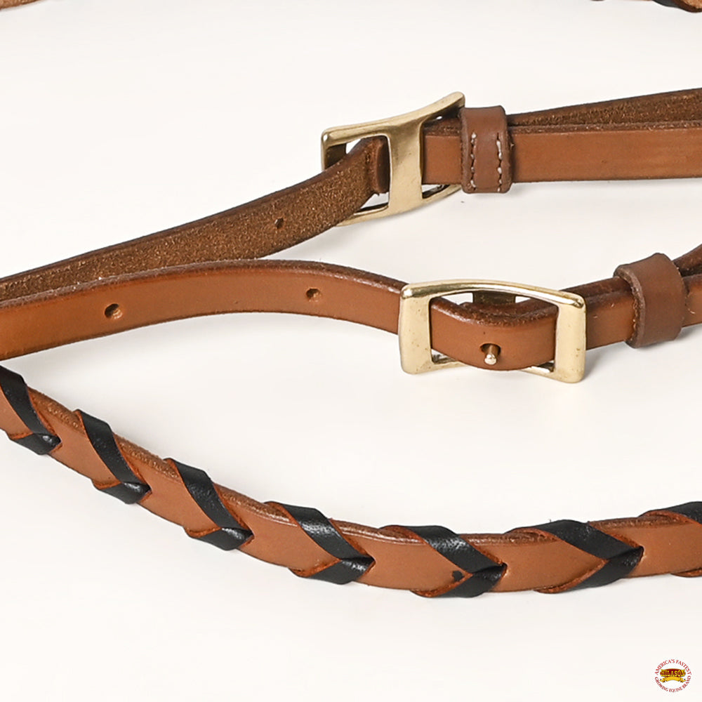 8 Feet Hilason Western Horse American Leather Laced Barrel Roper Reins Brown