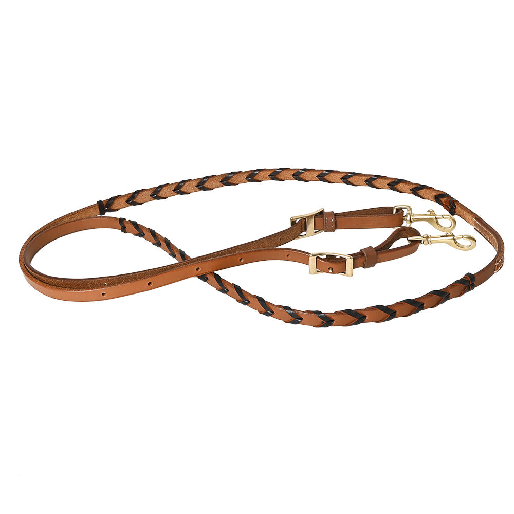 8 Feet Hilason Western Horse American Leather Laced Barrel Roper Reins Brown