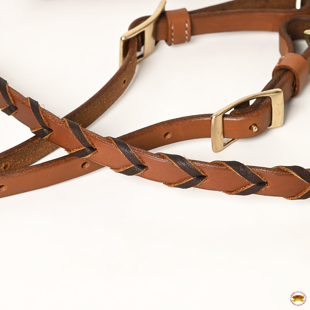 8 Feet Hilason Western Horse American Leather Laced Barrel Roper Reins Brown