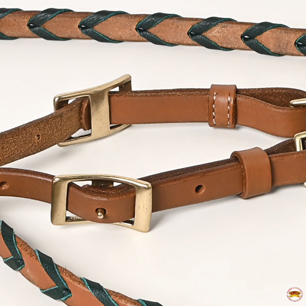 8 Feet Hilason Western Horse American Leather Laced Barrel Roper Reins Brown