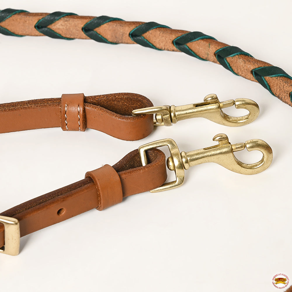 8 Feet Hilason Western Horse American Leather Laced Barrel Roper Reins Brown