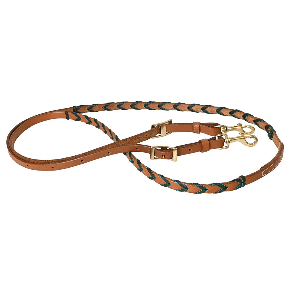 8 Feet Hilason Western Horse American Leather Laced Barrel Roper Reins Brown