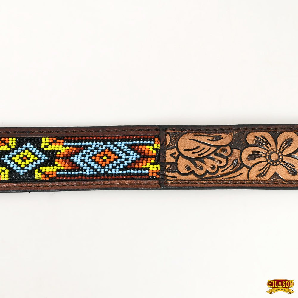 HILASON Western Genuine Leather Belt for Men Women Cowboy Cowgirl Handmade Unisex Full Grain Heavy Duty Tooled Beaded Belt