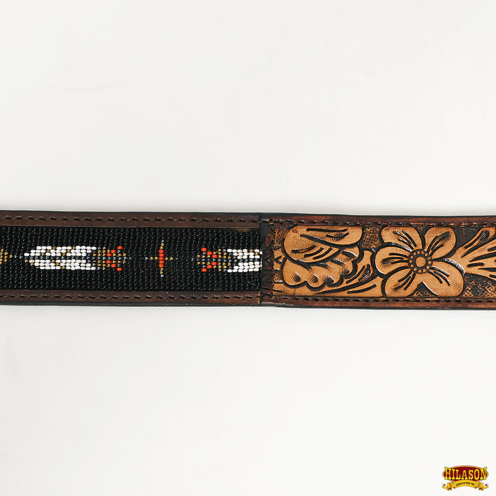 HILASON Western Genuine Leather Belt for Men Women Cowboy Cowgirl Handmade Unisex Full Grain Heavy Duty Tooled Beaded Belt