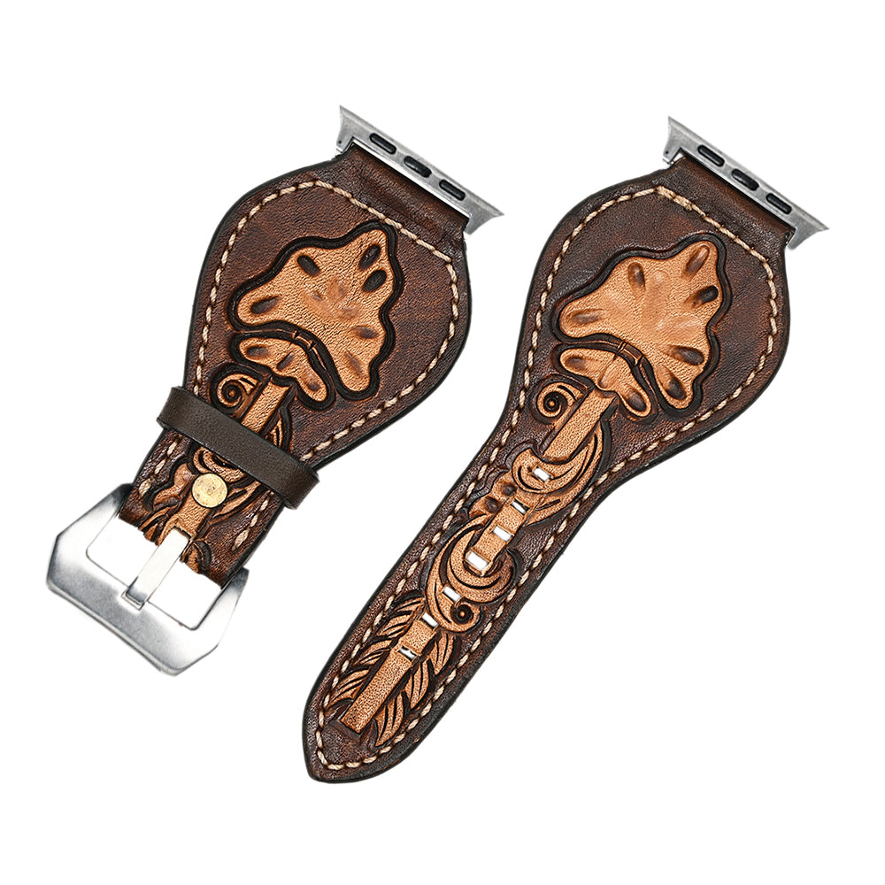 American Darling Beautifully Hand Tooled Genuine American Leather I watch Strap Men and Women Unisex