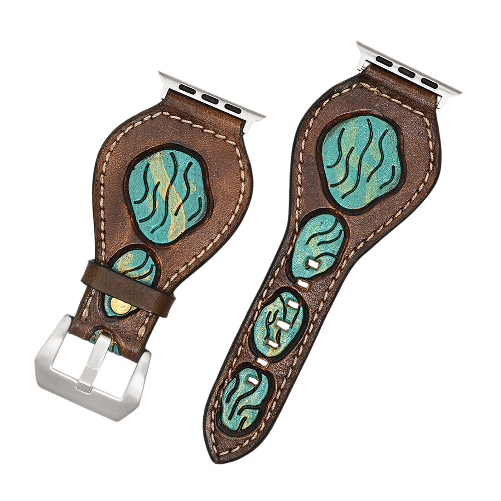 American Darling Beautifully Hand Tooled Genuine American Leather I watch Strap Men and Women Unisex