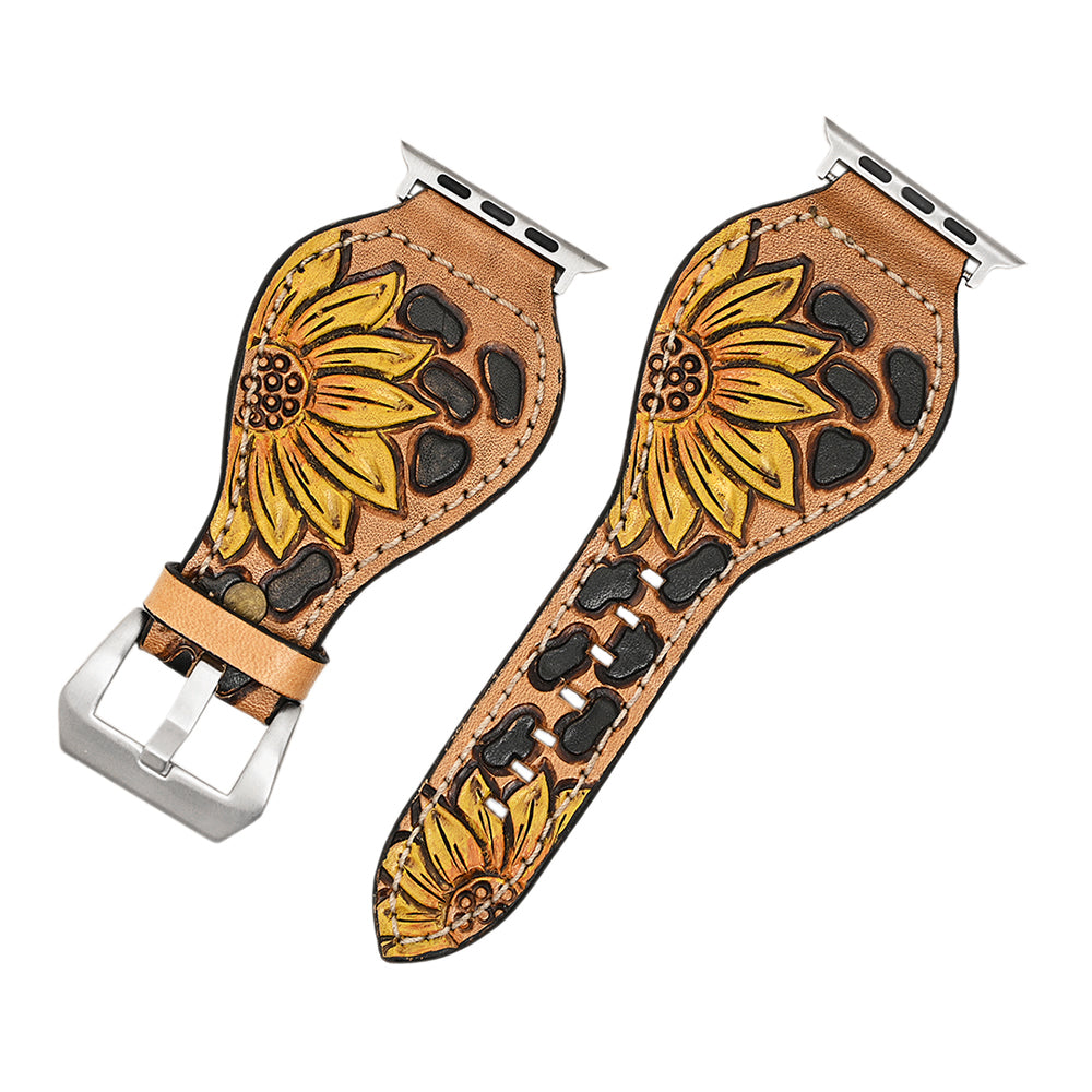 American Darling Beautifully Hand Tooled Genuine American Leather I watch Strap Men and Women Unisex