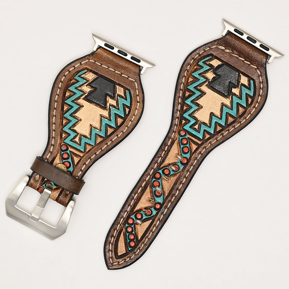 American Darling Beautifully Hand Tooled Genuine American Leather I watch Strap Men and Women Unisex