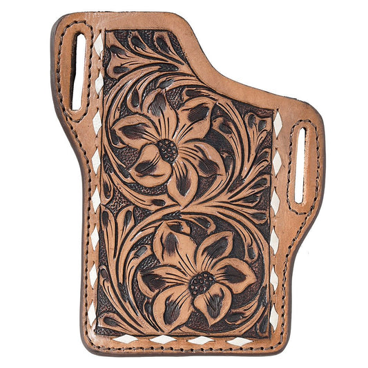 Hilason Western Stylish Floral Hand Tooled Genuine Leather Smartphone Cell Phone Holder