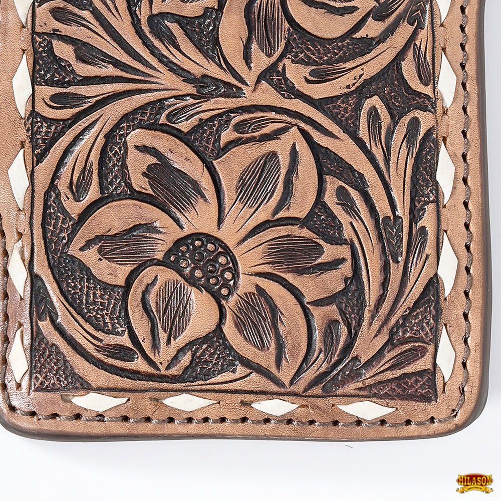 Hilason Western Stylish Floral Hand Tooled Genuine Leather Smartphone Cell Phone Holder