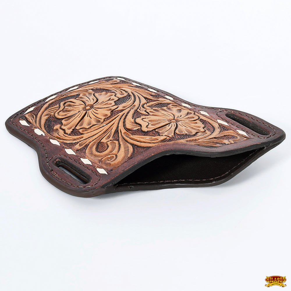 Hilason Western Stylish Floral Hand Tooled Genuine Leather Smartphone Cell Phone Holder
