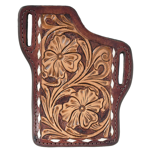 Hilason Western Stylish Floral Hand Tooled Genuine Leather Smartphone Cell Phone Holder