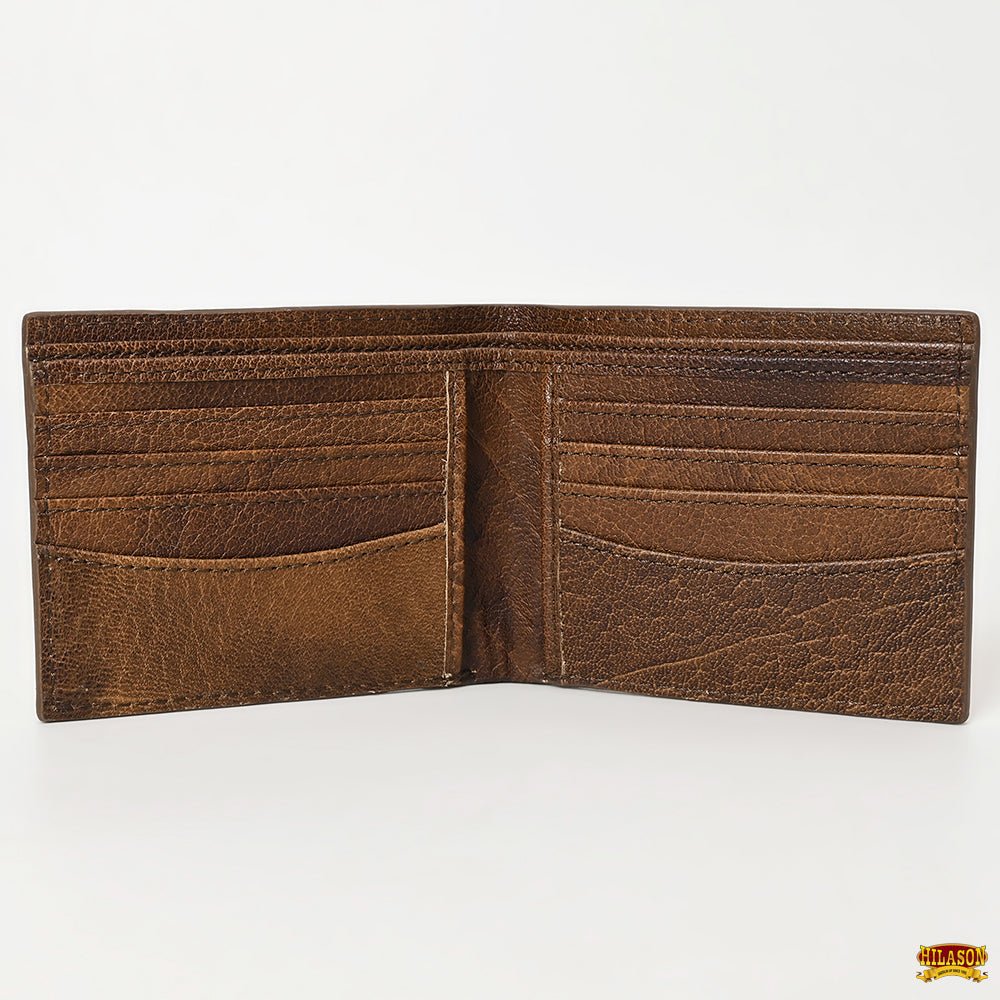 Hilason Western Floral Rodeo Bifold Men Women Genuine American Leather Wallet
