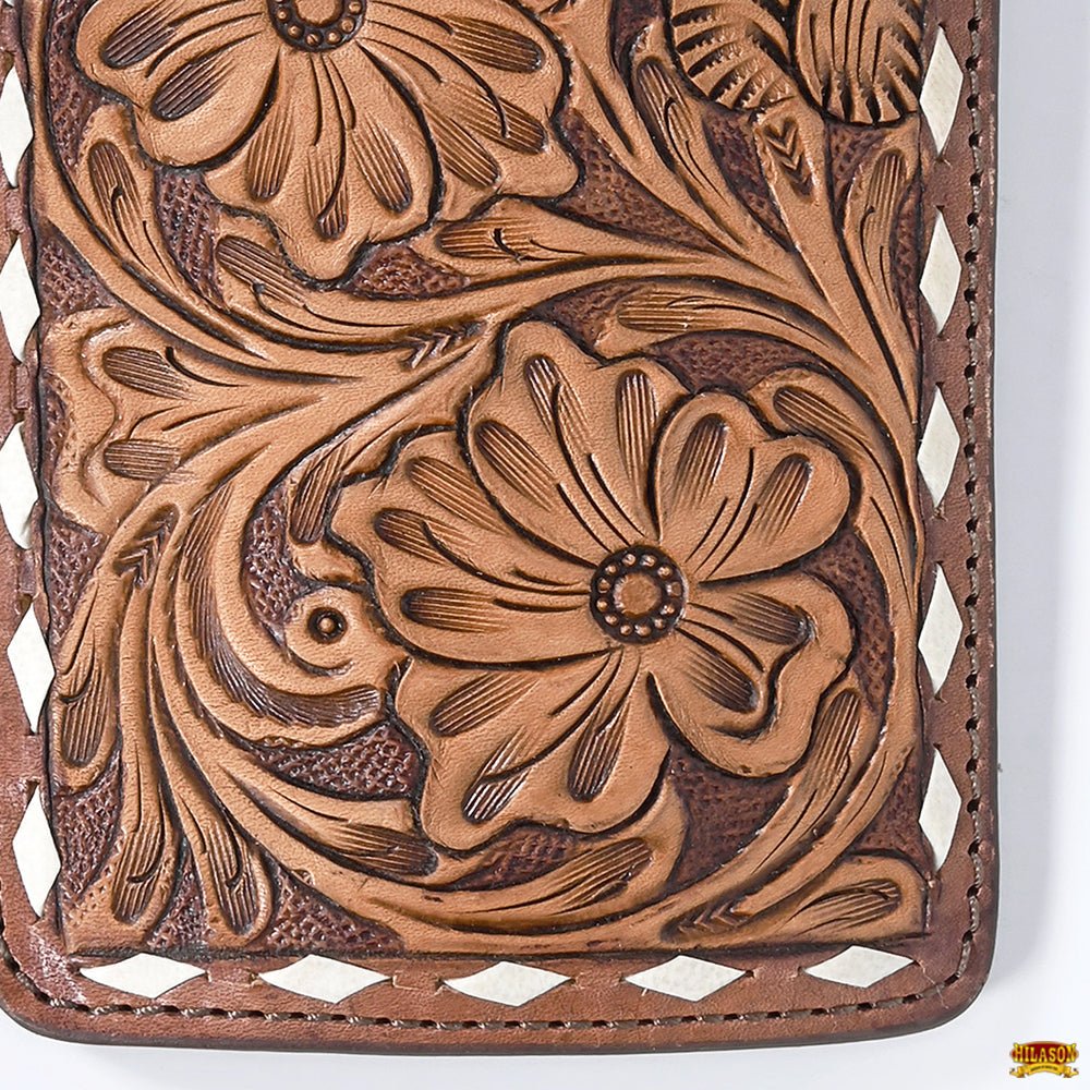 Hilason Western Stylish Floral Hand Tooled Genuine Leather Smartphone Cell Phone Holder