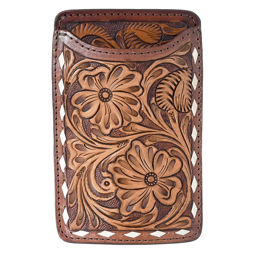 Hilason Western Stylish Floral Hand Tooled Genuine Leather Smartphone Cell Phone Holder