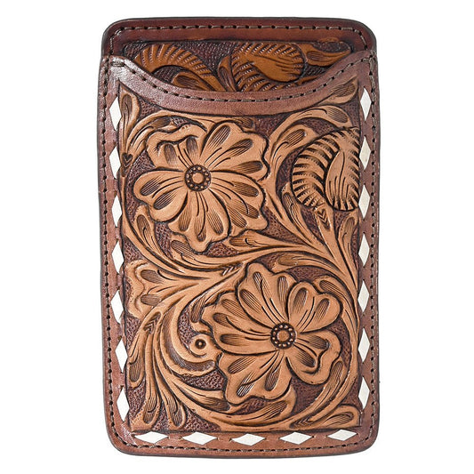 Hilason Western Stylish Floral Hand Tooled Genuine Leather Smartphone Cell Phone Holder