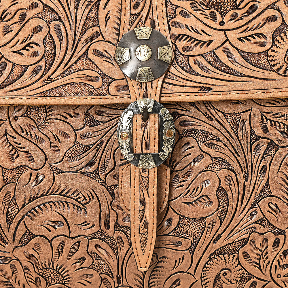 American Darling ADBG1308 Briefcase Hand Tooled Genuine Leather Women Bag Western Handbag Purse