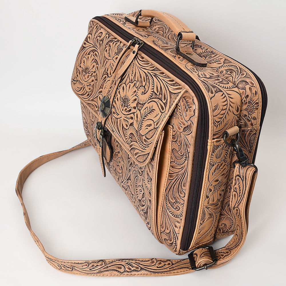 American Darling ADBG1308 Briefcase Hand Tooled Genuine Leather Women Bag Western Handbag Purse