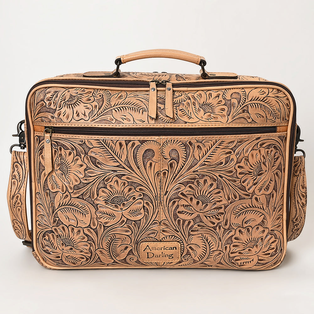 American Darling ADBG1308 Briefcase Hand Tooled Genuine Leather Women Bag Western Handbag Purse