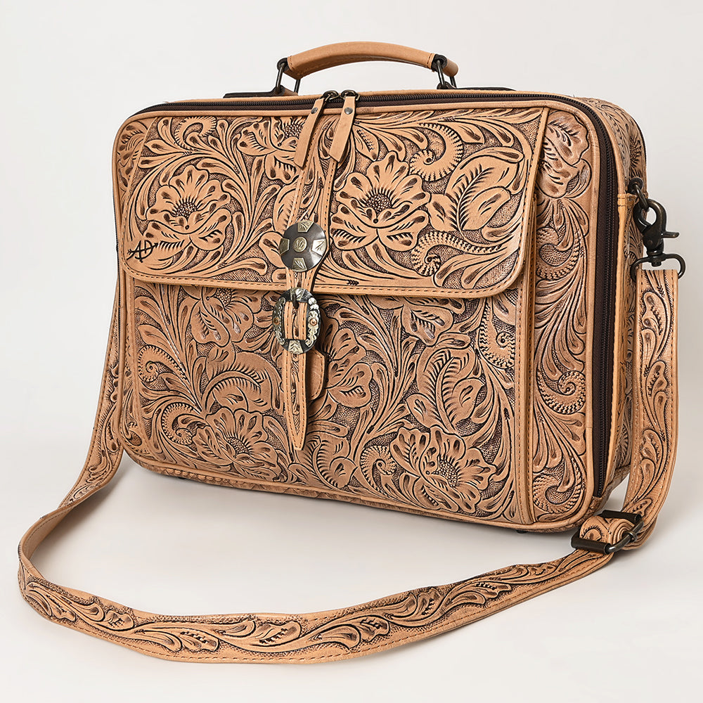 American Darling ADBG1308 Briefcase Hand Tooled Genuine Leather Women Bag Western Handbag Purse