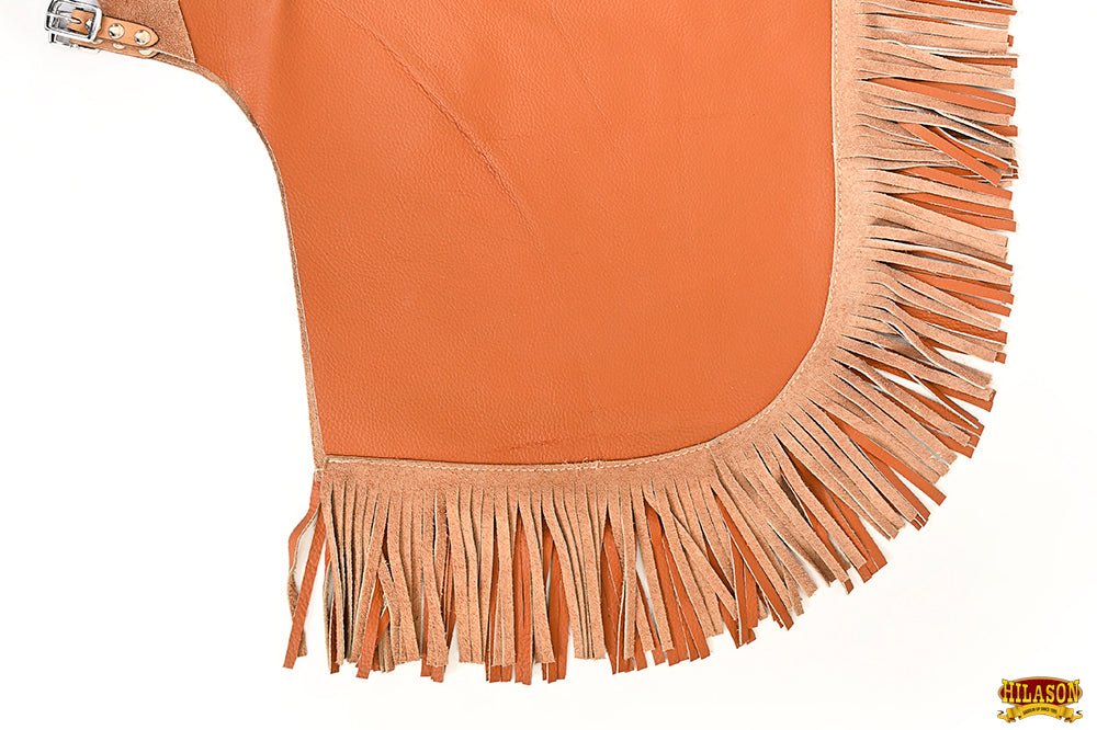 Hilason Western Bull Riding Chinks Chaps Adult Pro Rodeo Bronc Leather Tan