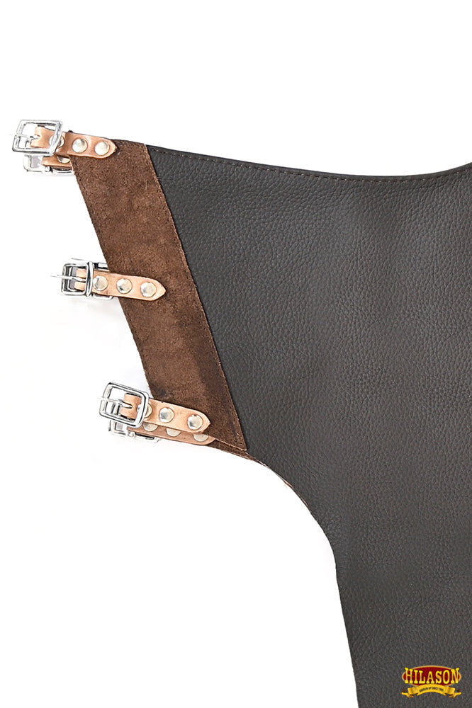 Hilason Western Bull Riding Chinks Chaps Adult Pro Rodeo Bronc Leather Brown