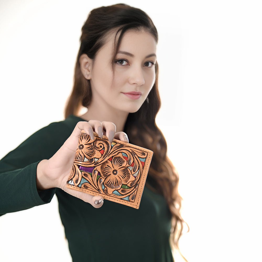 American Darling Wallet Hand Tooled Genuine Leather Women Bag Western Handbag Purse