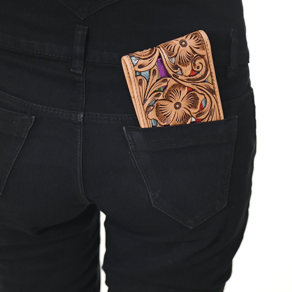 American Darling Wallet Hand Tooled Genuine Leather Women Bag Western Handbag Purse