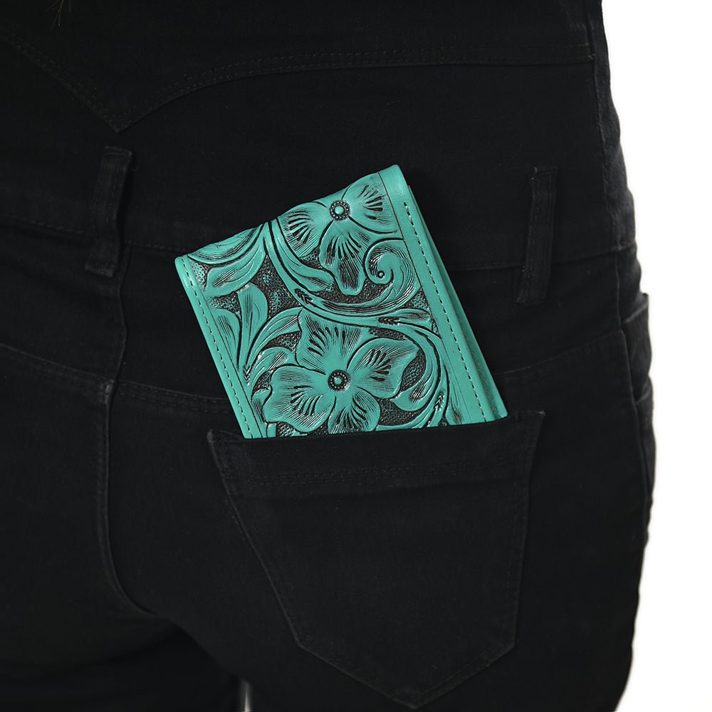 American Darling Wallet Hand Tooled Genuine Leather Women Bag Western Handbag Purse