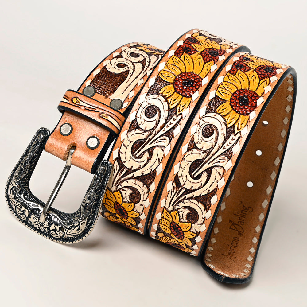 American Darling ADBLF235-L Beautifully Hand Tooled Genuine American Leather Belt Men and  Women