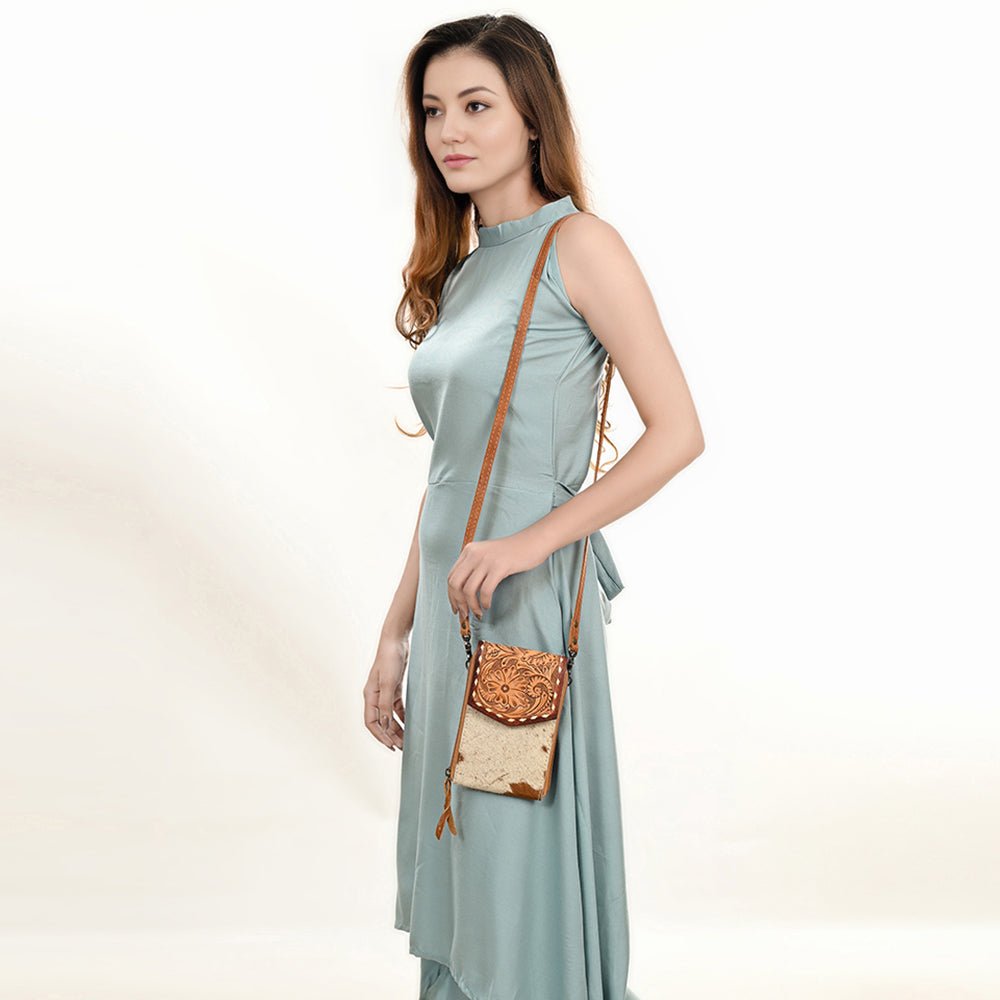 American Darling Cell Phone Holder Hair On Genuine Leather women bag western handbag purse