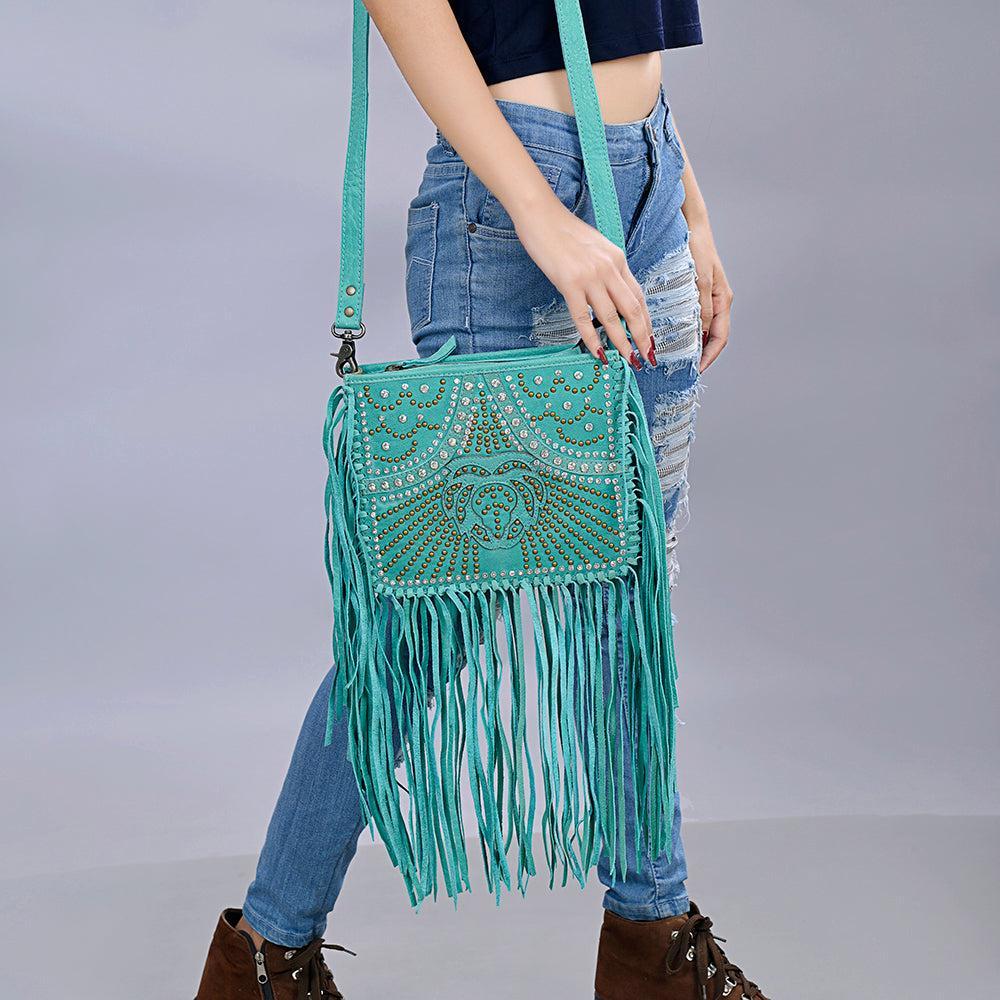 American Darling ADBG1322B Hand Tooled Genuine Leather Women Bag Western Handbag Purse