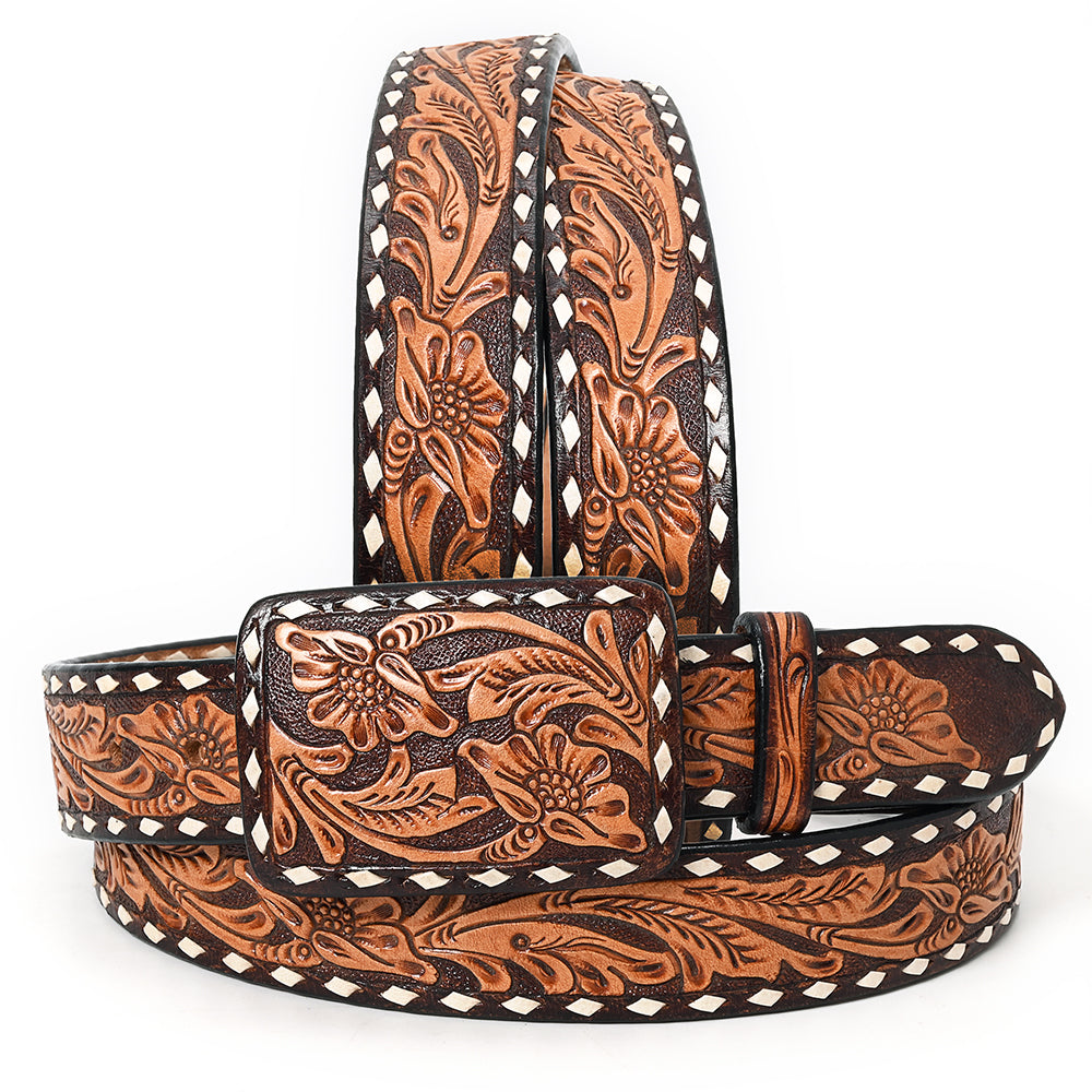 American Darling  Beautifully Hand Tooled Genuine American Leather Belt Men and  Women