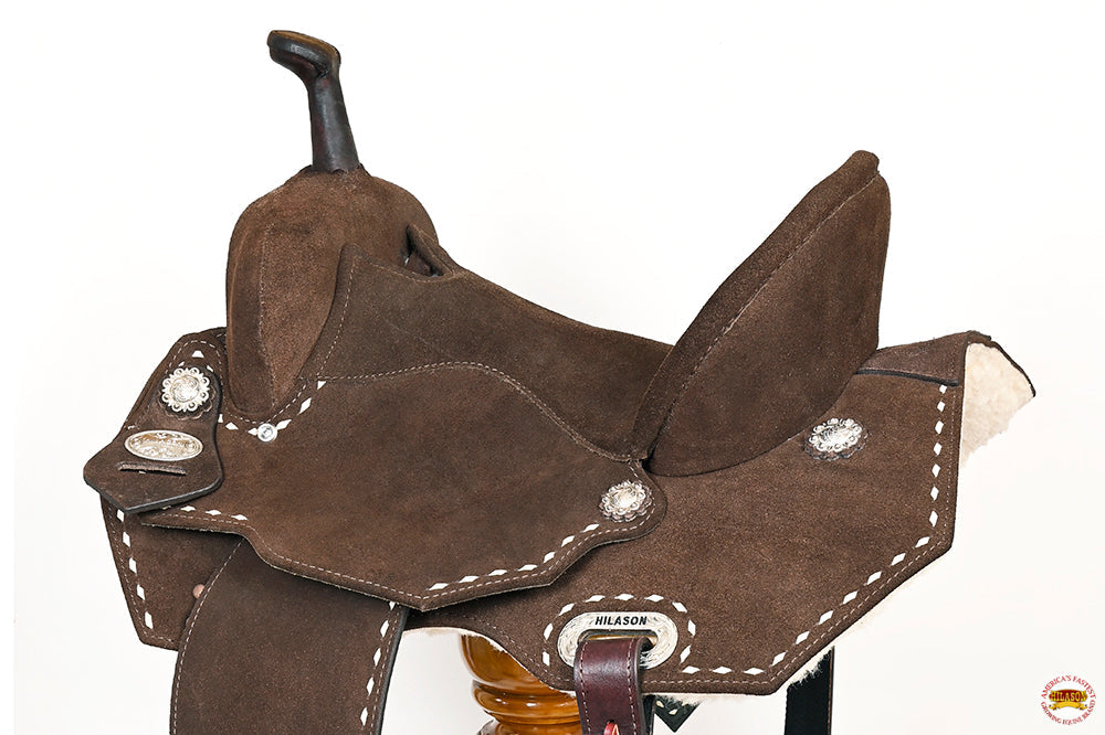14-In Flex Tree Western Buckstitch Trail Barrel Handcrafted Leather Saddle For Endurance