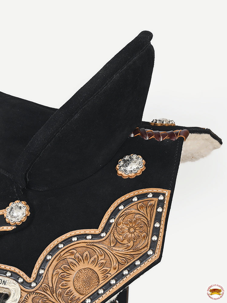 Hilason Flex Tree Western Horse Floral Trail Barrel American Leather Saddle Black